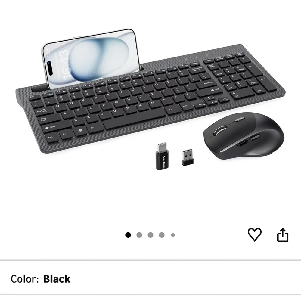 Wireless Black Keyboard and Mouse Set